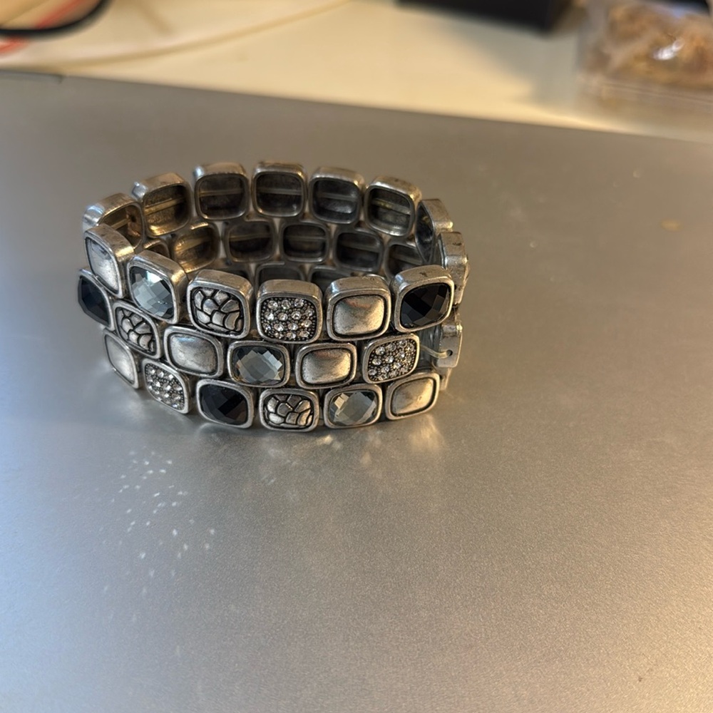 Chico’s Stretch Multi Stone Beautiful Cuff Bracel… - image 1